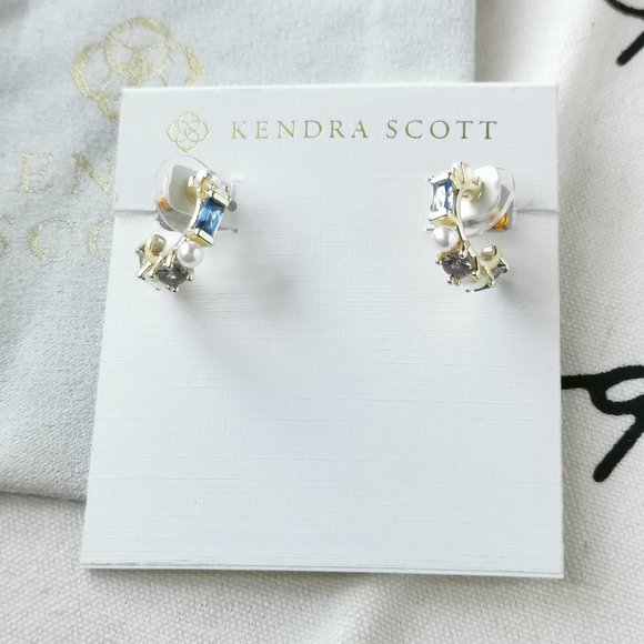 Kendra Scott Huggie Earrings - Madelyn Multi Mix Gold - Picture 1 of 3